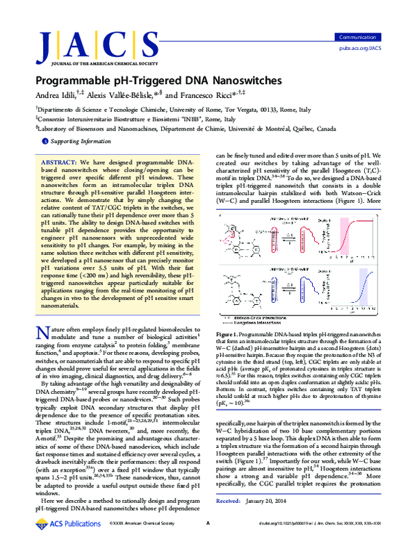 (PDF) Programmable pH-Triggered DNA Nanoswitches