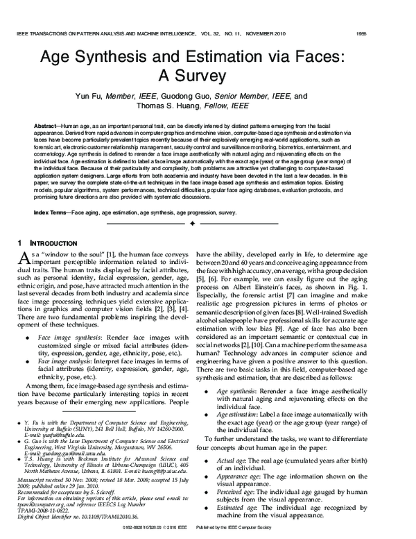 (PDF) Age Synthesis and Estimation via Faces: A Survey