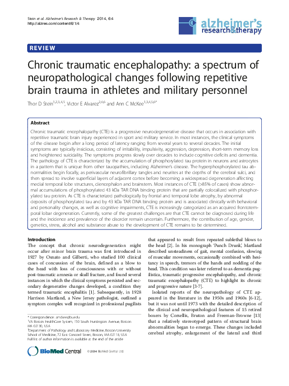 Chronic Traumatic Encephalopathy Pdf – AWBOZ