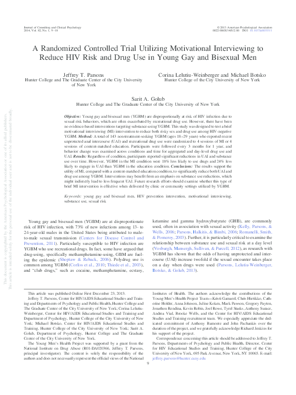 (PDF) A randomized controlled trial utilizing motivational interviewing ...