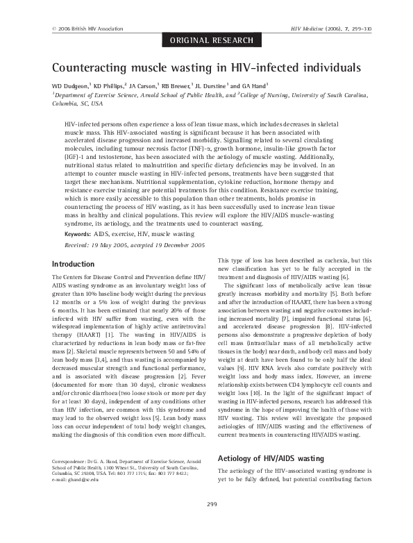(PDF) Counteracting muscle wasting in HIV-infected individuals