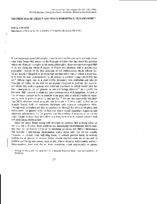  pdf the principle of utility and mill s minimizing utilitarianism