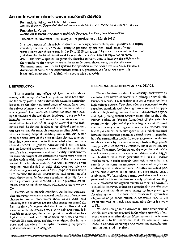 (PDF) An underwater shock wave research device