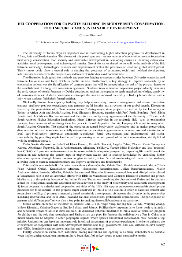 (PDF) Hei Cooperation for Capacity Building in Biodiversity ...