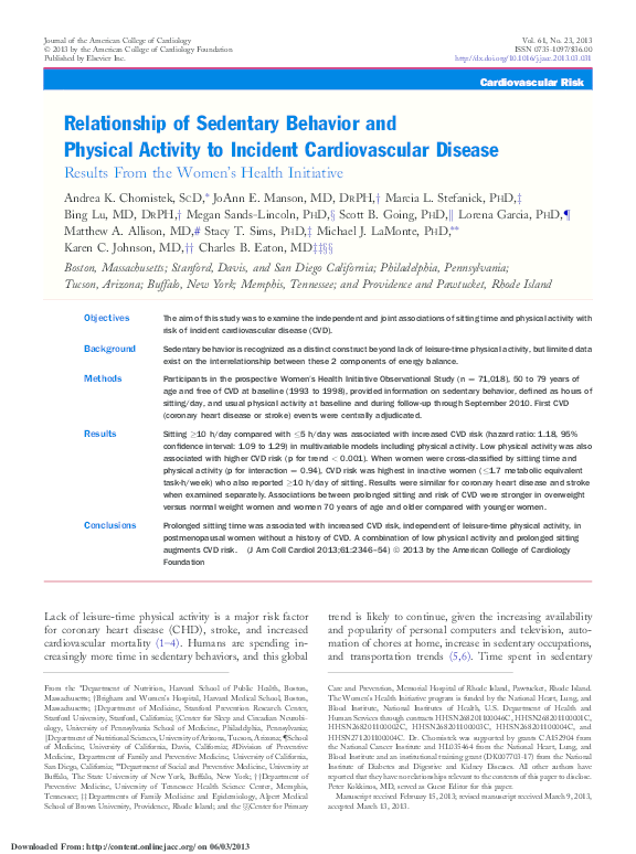 (PDF) Relationship of Sedentary Behavior and Physical Activity to ...