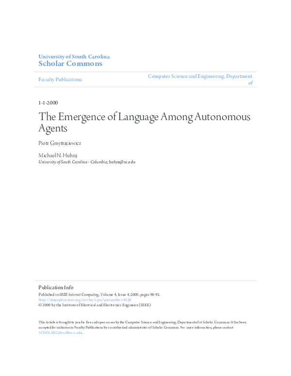 (PDF) The emergence of language among autonomous agents