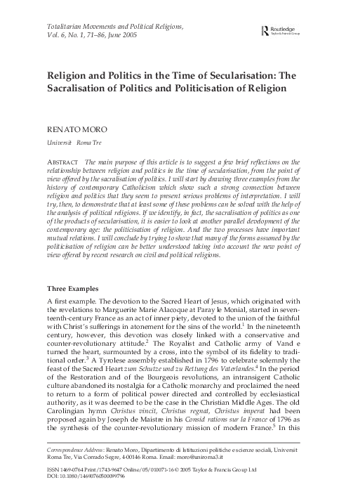 (PDF) Religion and politics in the time of secularisation: The ...