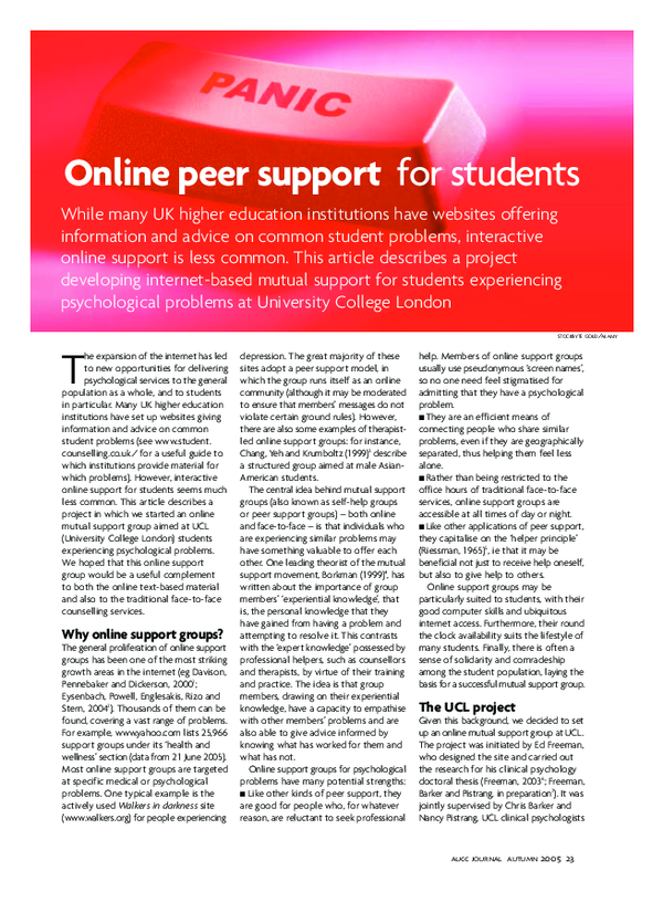 PDF) Online peer support for students