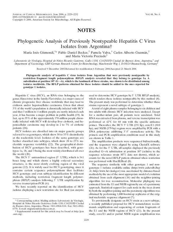 (PDF) Phylogenetic Analysis of Previously Nontypeable Hepatitis C Virus ...