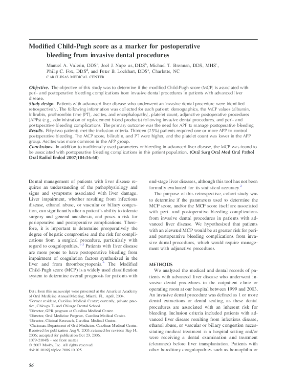 (PDF) Modified Child-Pugh score as a marker for postoperative bleeding ...