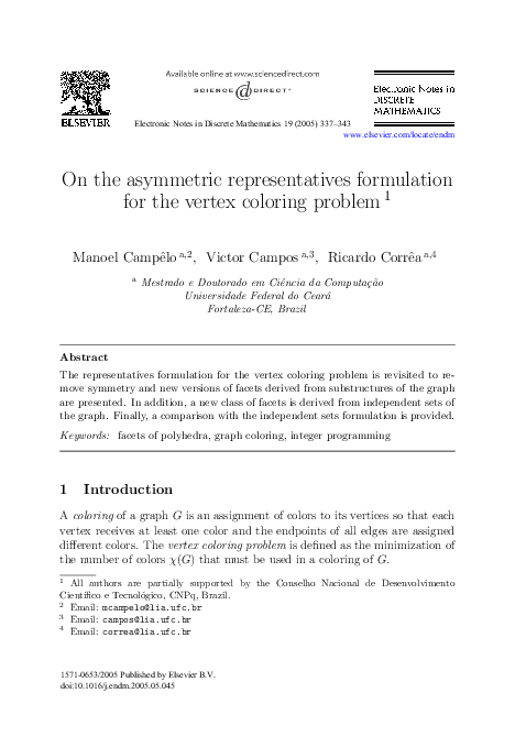(PDF) On the asymmetric representatives formulation for the vertex ...