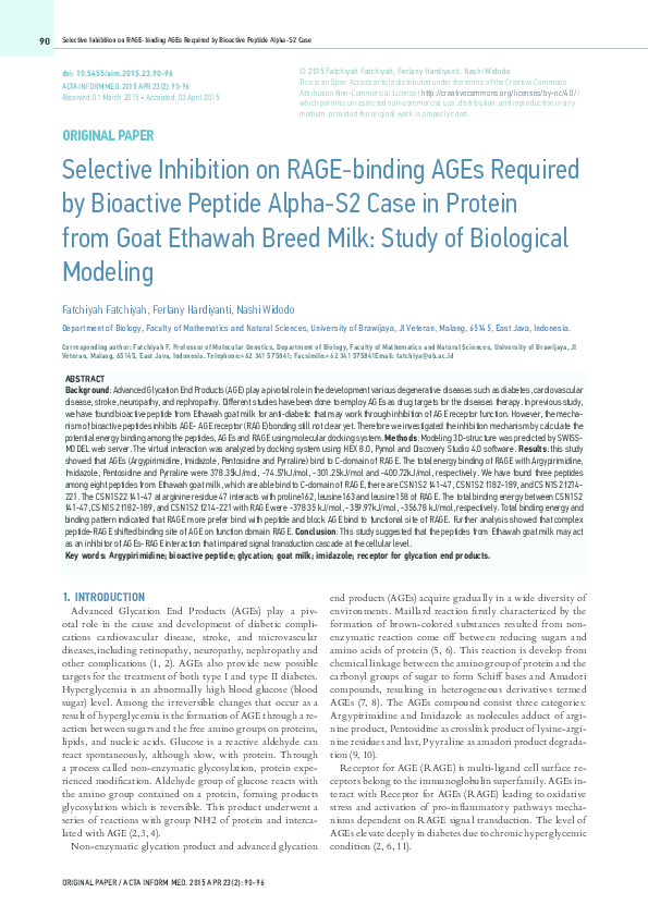 (PDF) Selective Inhibition on RAGE-binding AGEs Required by Bioactive ...