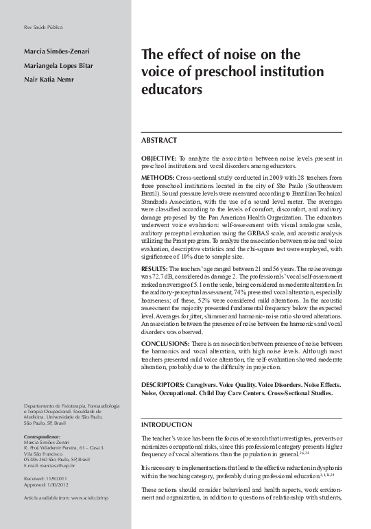 (PDF) [The effect of noise on the voice of preschool institution educators]