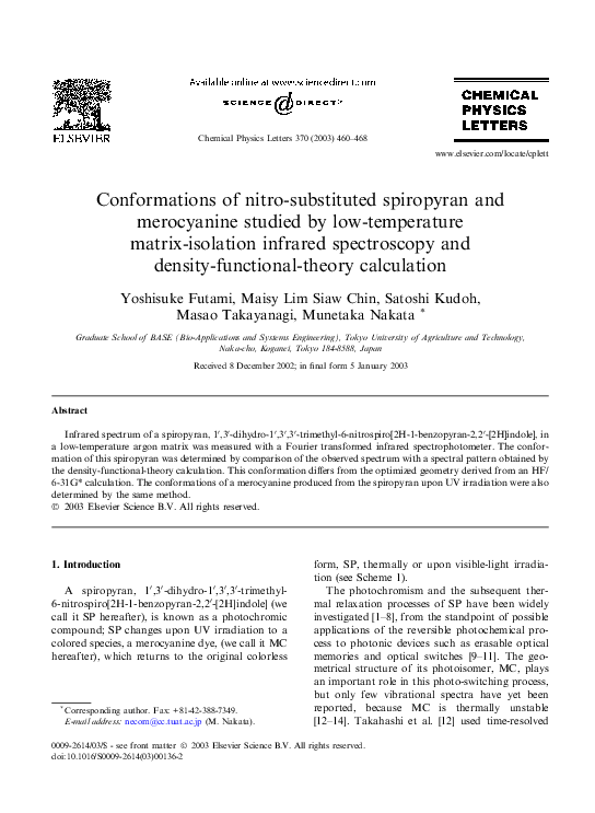Pdf Conformations Of Nitro Substituted Spiropyran And - 