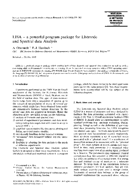 (PDF) LISA — a powerful program package for Listmode and spectral data ...