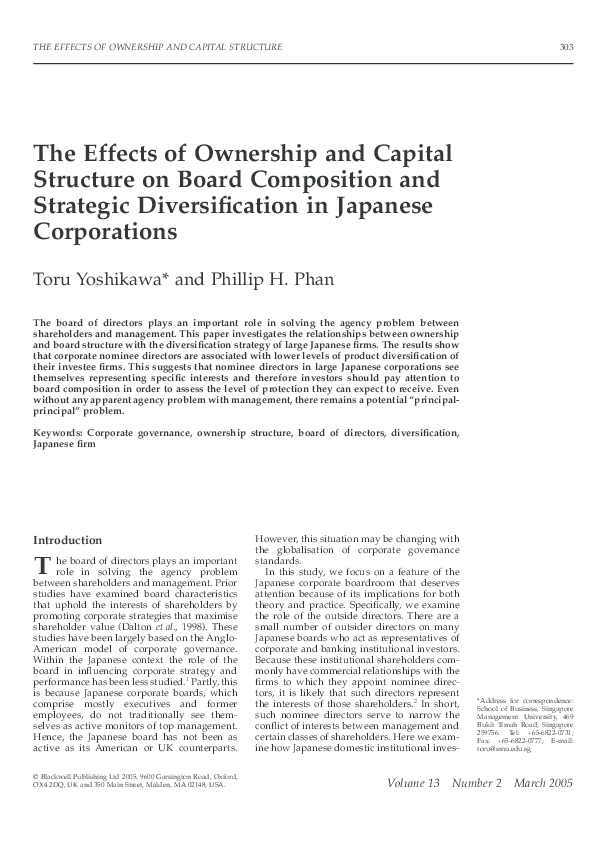 (PDF) The Effects of Ownership and Capital Structure on Board ...