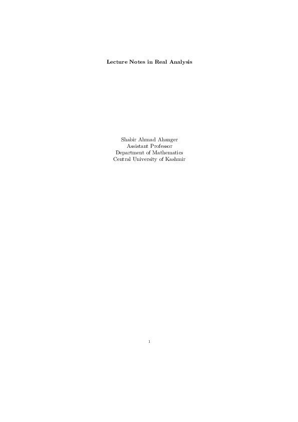 (PDF) Lecture Notes in Real Analysis