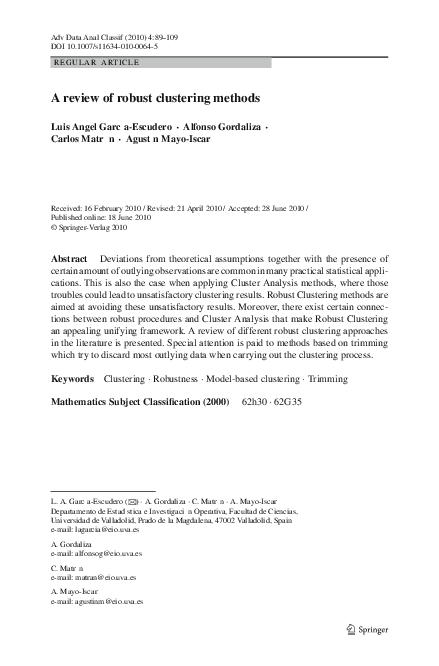 (PDF) A review of robust clustering methods