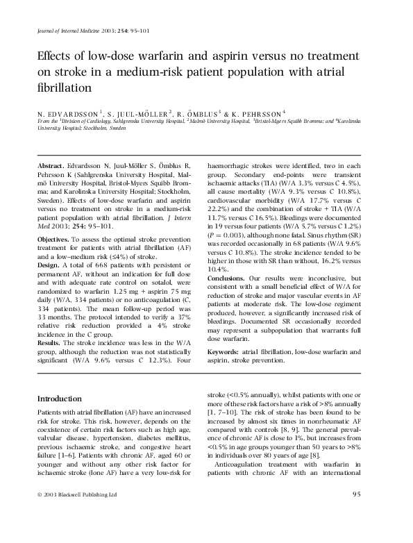 (PDF) Effects of low-dose warfarin and aspirin versus no treatment on ...