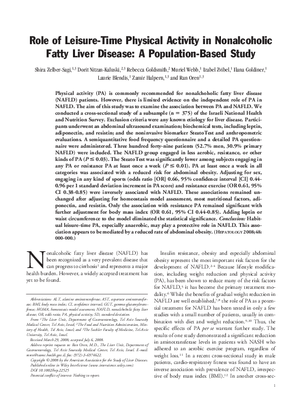 (PDF) Role of leisure-time physical activity in nonalcoholic fatty ...