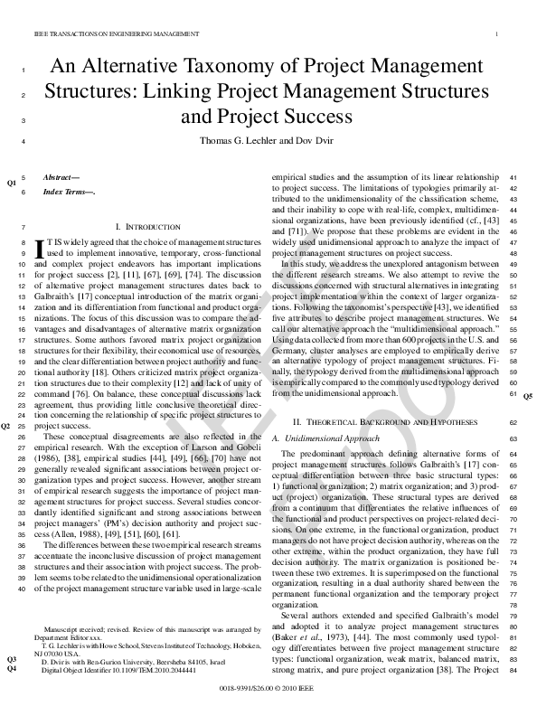 (PDF) An Alternative Taxonomy of Project Management Structures: Linking ...