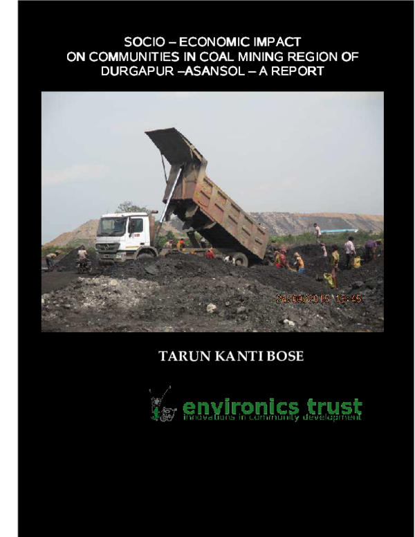 (PDF) SOCIO ECONOMIC IMPACT IN COAL MINING REGION OF DURGAPUR ASANSOL A ...