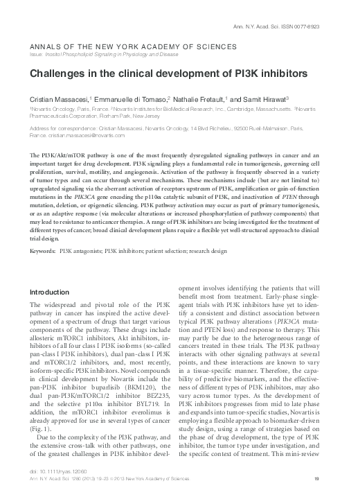 (PDF) Challenges in the clinical development of PI3K inhibitors