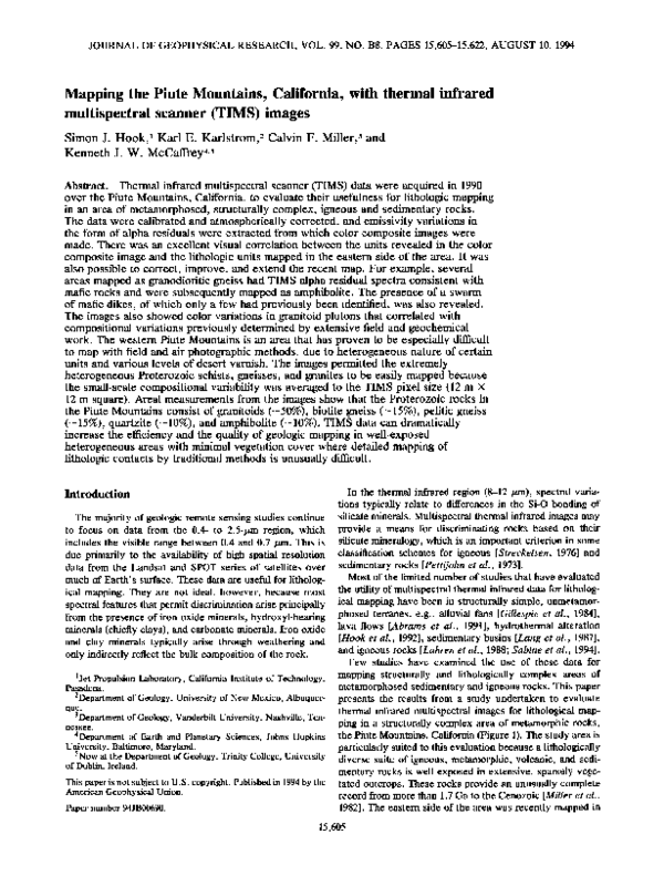 (PDF) Mapping the Piute Mountains, California, with thermal infrared ...