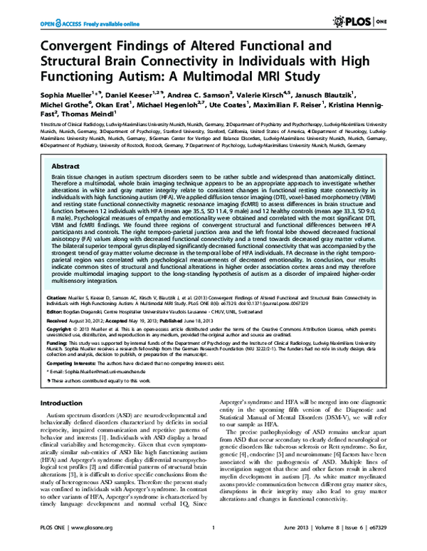 (PDF) Convergent Findings of Altered Functional and Structural Brain ...