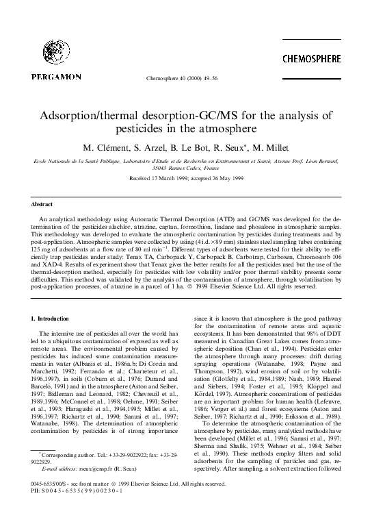 (PDF) Adsorption/thermal desorption-GC/MS for the analysis of ...