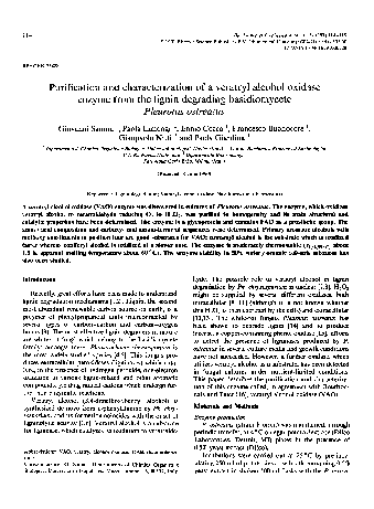 (PDF) Purification and characterization of veratryl alcohol oxidase ...