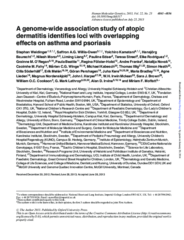 (PDF) A genome-wide association study of atopic dermatitis identifies ...