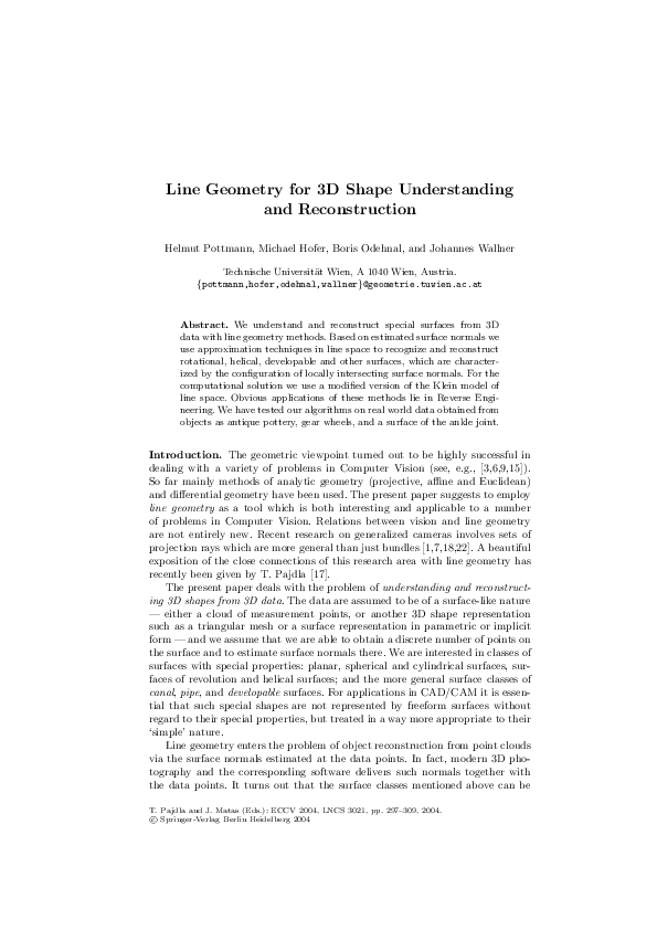 (PDF) Line Geometry for 3D Shape Understanding and Reconstruction