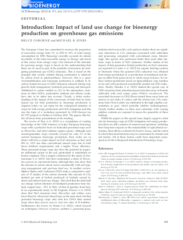 (PDF) Introduction Impact of land use change for bioenergy production