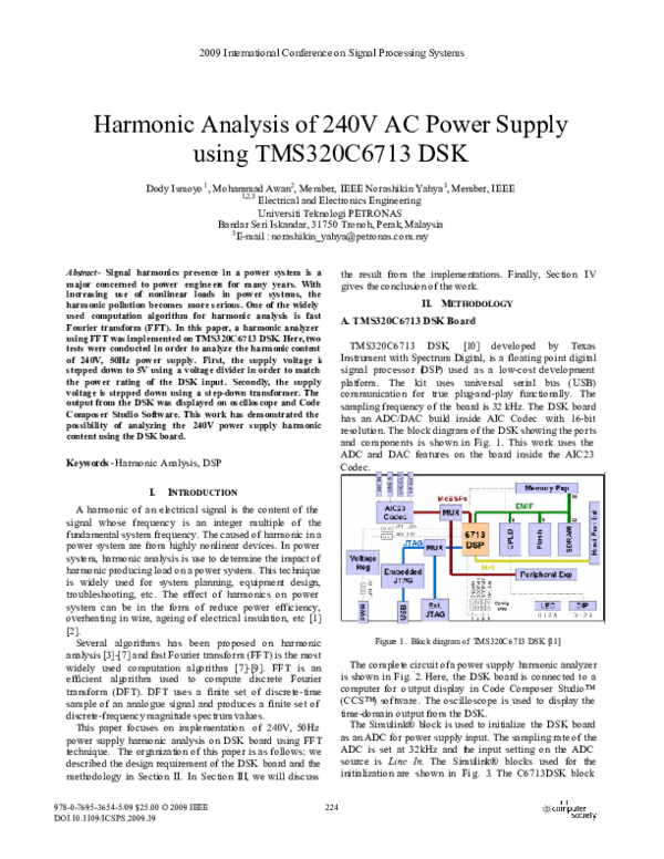 (PDF) Harmonic Analysis of 240V AC Power Supply using TMS320C6713 DSK