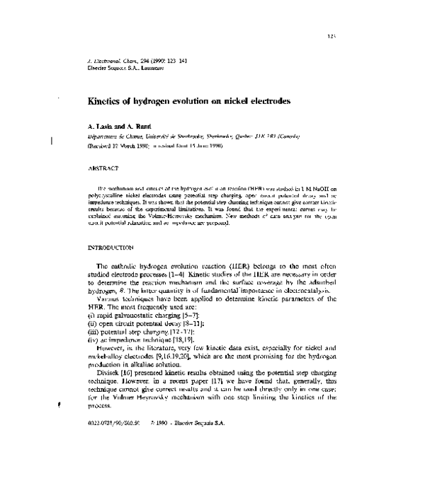 (PDF) Kinetics of hydrogen evolution on nickel electrodes