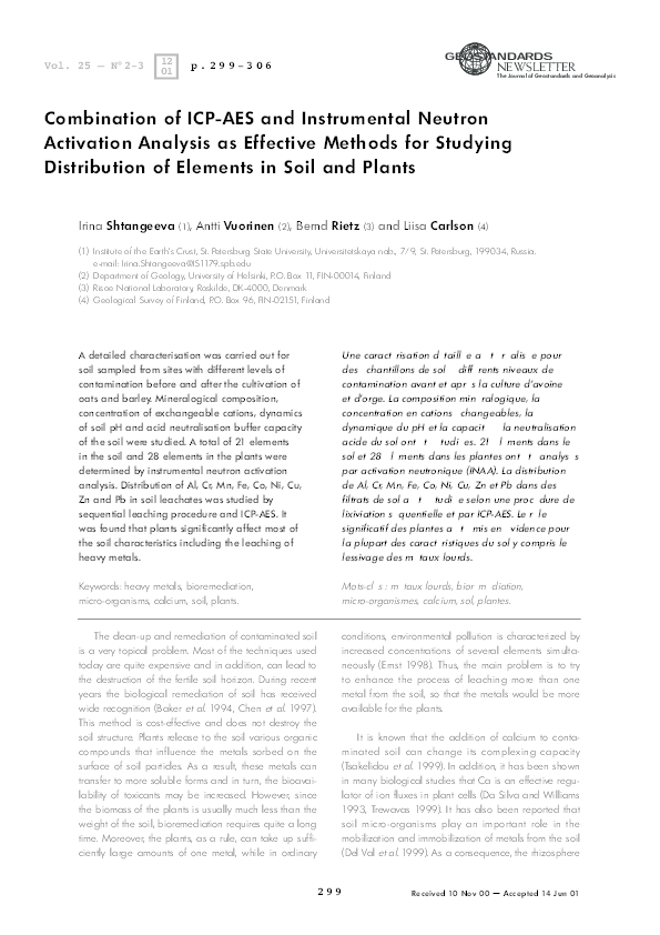 (PDF) Combination of ICP-AES and Instrumental Neutron Activation ...