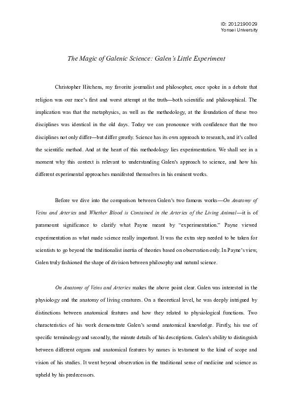 (DOC) The Magic of Galenic Science: Galen's Little Experiment