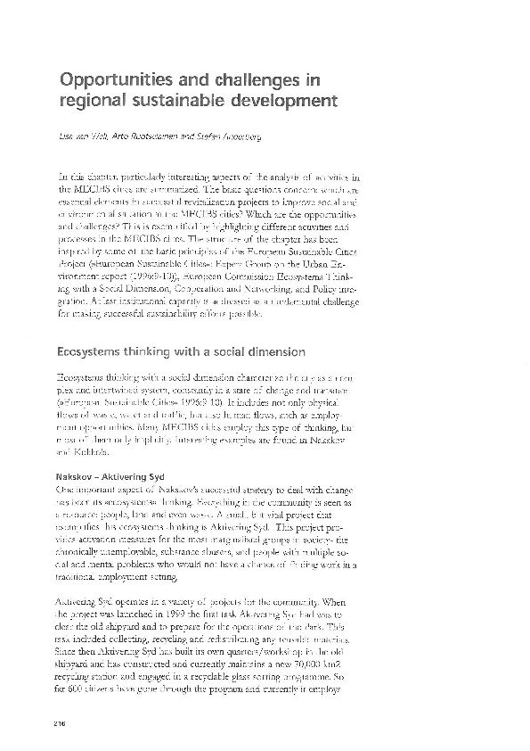 (PDF) Opportunities and Challenges in Regional Sustainable Development