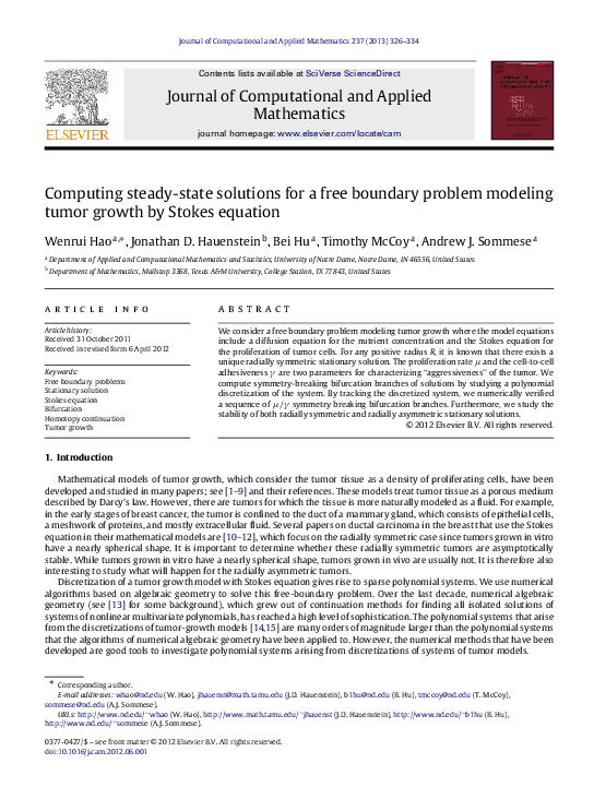 (PDF) Computing steady-state solutions for a free boundary problem ...