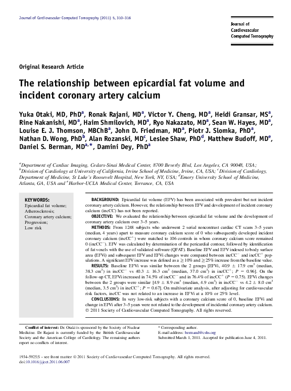 (PDF) The relationship between epicardial fat volume and incident ...