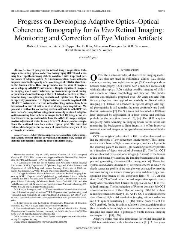 (PDF) Progress on Developing Adaptive Optics–Optical Coherence ...