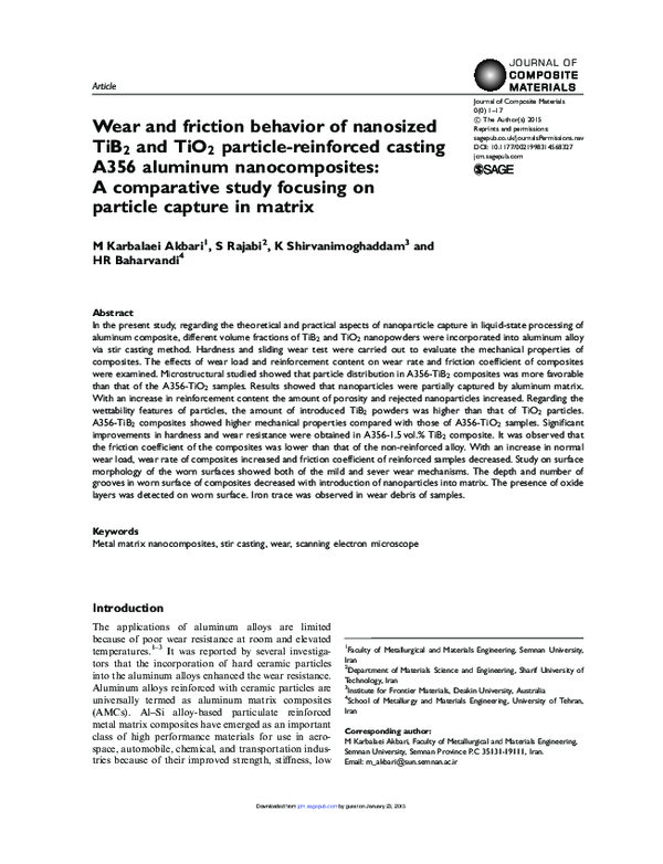(PDF) Wear and friction behavior of nanosized Formula and Formula ...