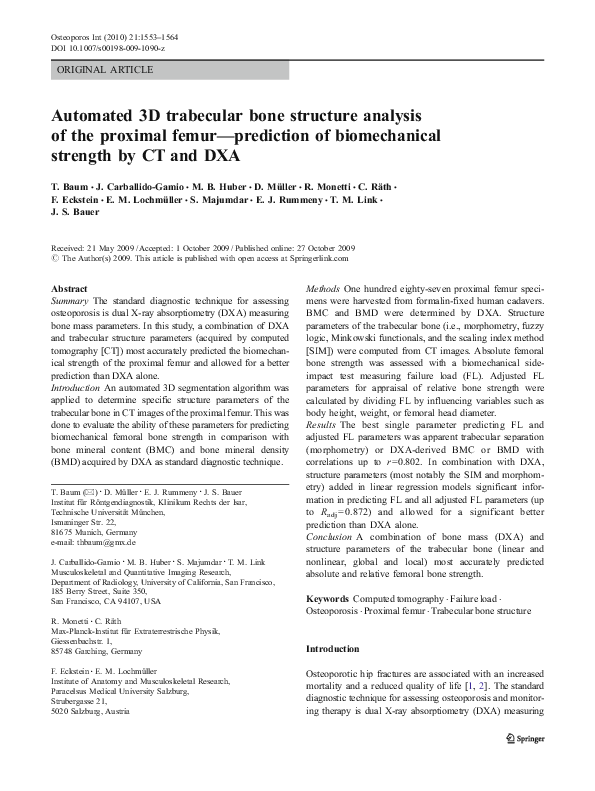 (PDF) Automated 3D trabecular bone structure analysis of the proximal ...
