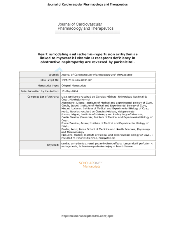 (PDF) Heart remodeling and ischemiareperfusion arrhythmias linked to