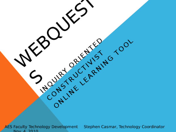(PPT) Webquests: Inquiry Oriented Constructivist Online Learning Tool