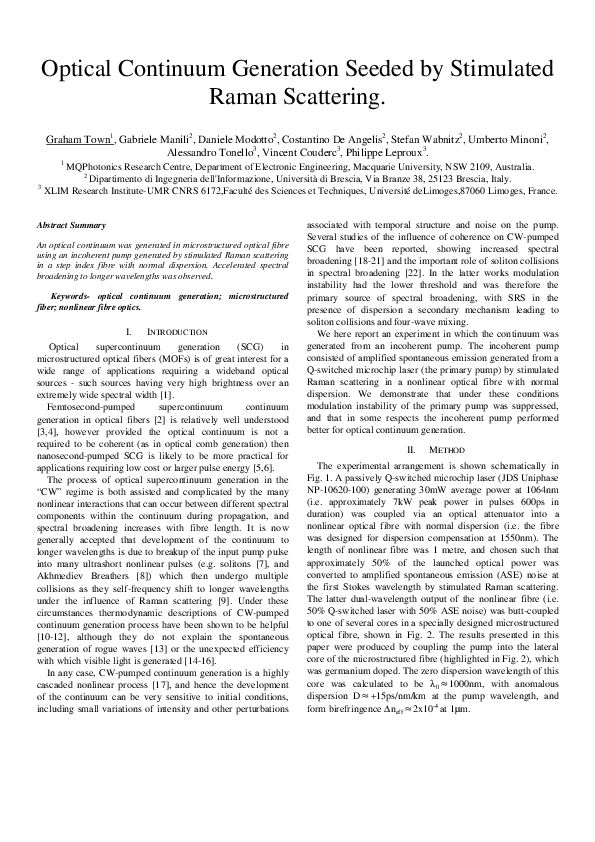 (PDF) Optical continuum generation seeded by stimulated Raman