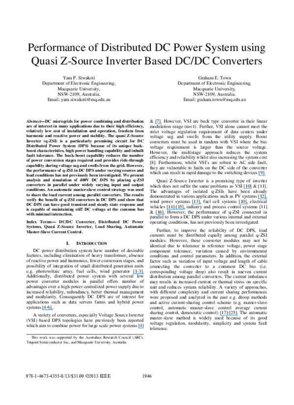 (PDF) Performance of distributed DC power system using quasi Z-Source ...