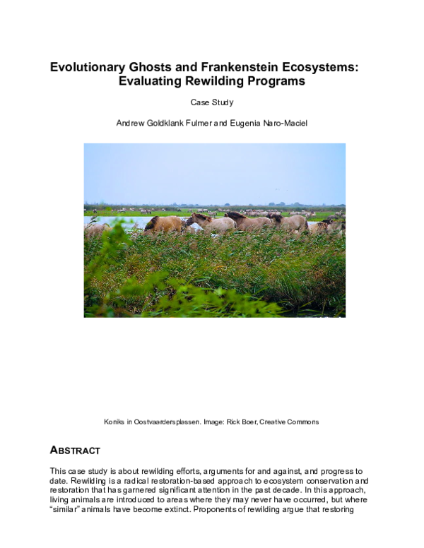 (DOC) Evolutionary Ghosts and Frankenstein Ecosystems: Evaluating ...