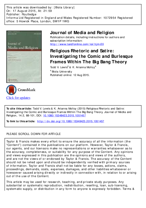 (PDF) Religious Rhetoric and Satire: Investigating the Comic and ...